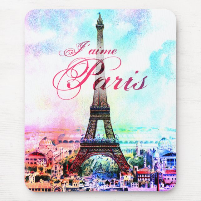 Pop Art Vintage Eiffel Tower Mouse Pad (Front)