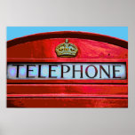 Pop Art Vintage London City Red Telephone Booth Poster<br><div class="desc">Travel Art Photos of Symbols of World's Famous Capital Cities - Symbols of London: Legendary City Memories - London City Red Telephone Box</div>