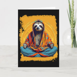 Pop Art Vintage Zoo Animal Sloth Yoga  Card