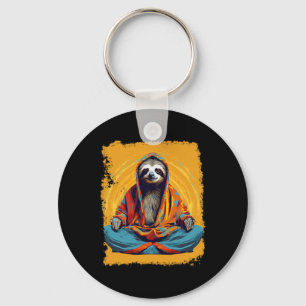 Pop Art Vintage Zoo Animal Sloth Yoga Key Ring