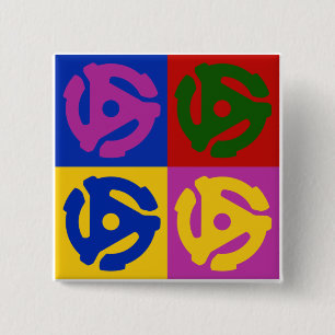 Pop Art Vinyl Record 45 RPM Insert 15 Cm Square Badge