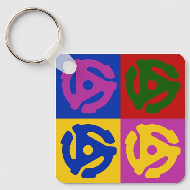 Pop Art Vinyl Record 45 RPM Insert Key Ring (Front)