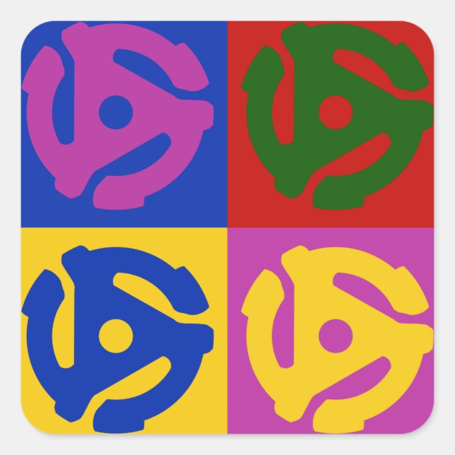 Pop Art Vinyl Record 45 RPM Insert Square Sticker (Front)