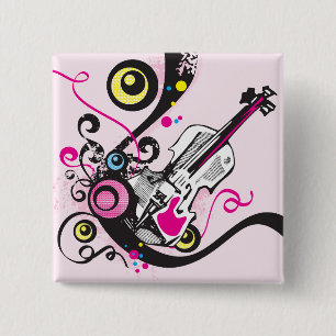 Pop Art Violin Abstract Musical Punk Rock 15 Cm Square Badge