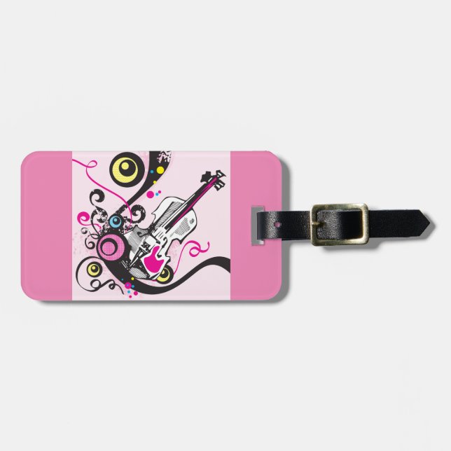 Pop Art Violin Abstract Musical Punk Rock Luggage Tag (Front Horizontal)