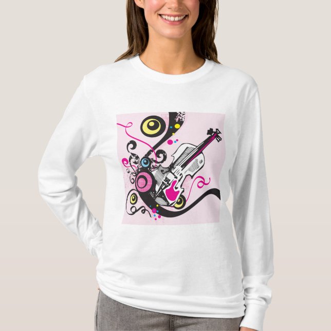 Pop Art Violin Abstract Musical Punk Rock T-Shirt (Front)