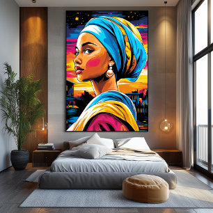 Pop Art Vision of Girl with a Pearl Earring Canvas Print
