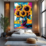 Pop Art Vision of Sunflowers Canvas Print<br><div class="desc">This pop art transformation of "Sunflowers" brings a fresh and vibrant energy to the iconic floral masterpiece. The bold colours, dynamic brushstrokes, and expressive patterns highlight the beauty and vitality of the sunflowers, blending classical charm with contemporary pop art flair. Perfect for fans of colourful and expressive floral artwork, this...</div>