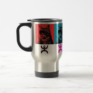 Pop Art Welding Cat Sticker – Cool Retro Welder Ca Travel Mug