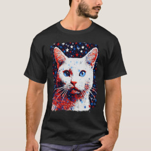 Pop Art White Cat America USA T-Shirt