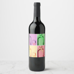 Pop Art Wine Bottles Label