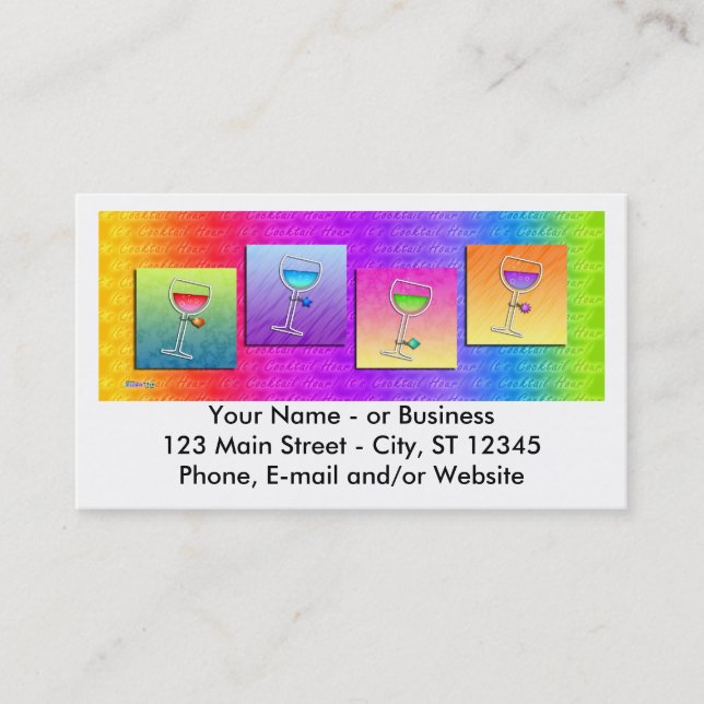 Pop Art Wine BUSINESS CARDS (horizontal) (Front)