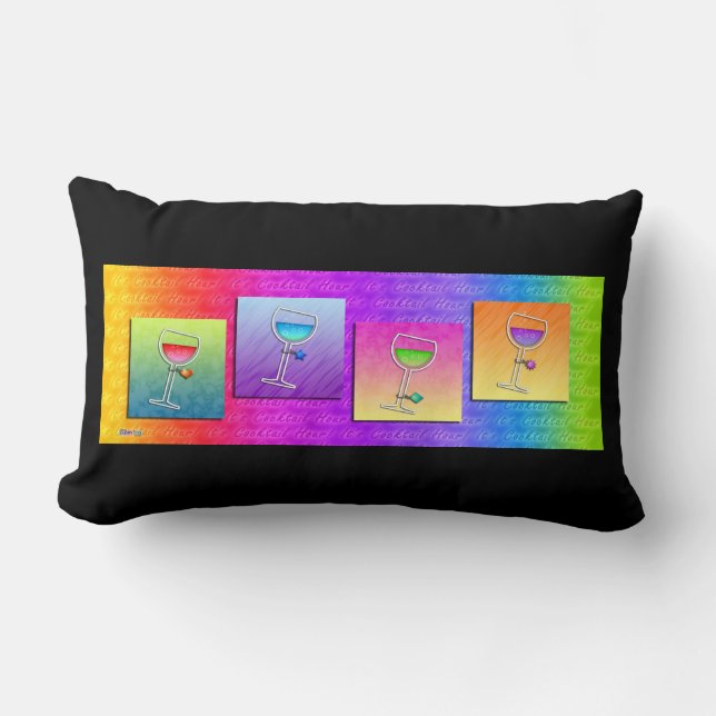 Pop Art Wine Reversible Lumbar Pillow (Front)