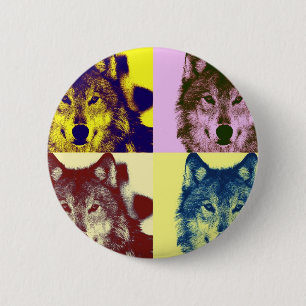 Pop Art Wolf 6 Cm Round Badge