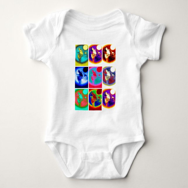 Pop Art Wolf Baby Bodysuit (Front)