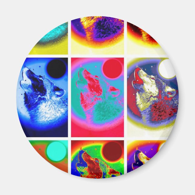 Pop Art Wolf Magnet (Front)