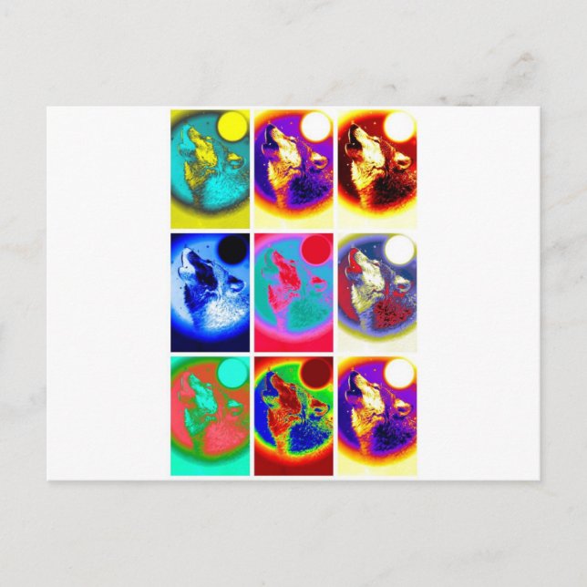 Pop Art Wolf Postcard (Front)