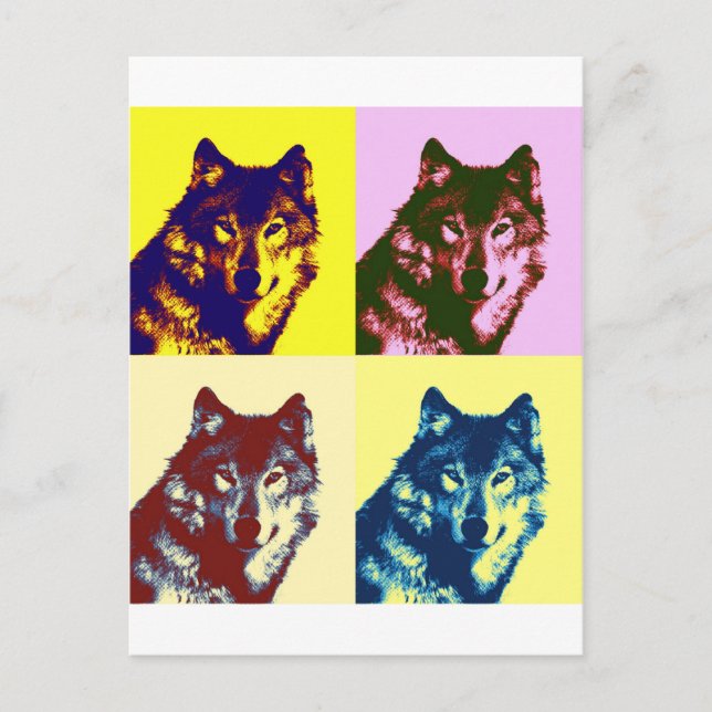 Pop Art Wolf Postcard (Front)
