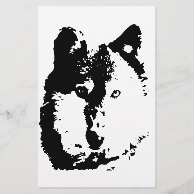 Pop Art Wolf Stationery (Front)
