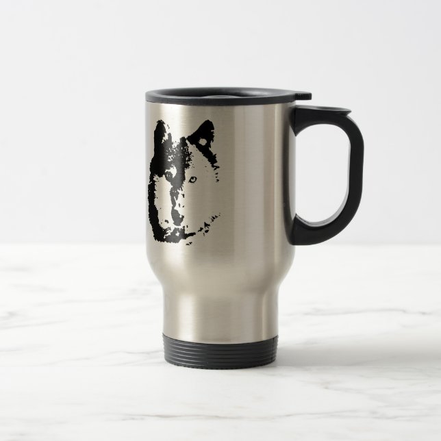 Pop Art Wolf Travel Mug (Right)