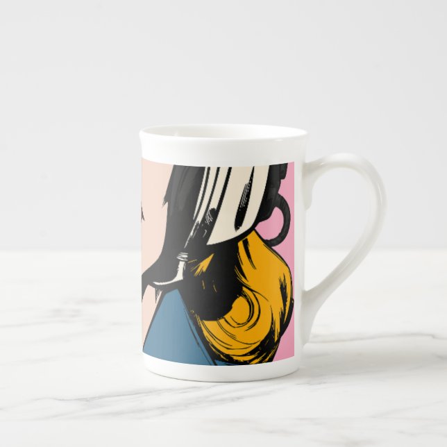 Pop Art Woman Coffee Mug – Retro Comic Style Art  (Right)
