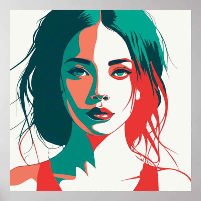 Pop Art Woman Portrait Gift Poster (Front)