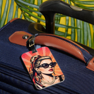 Pop Art Woman - Retro Chic Luggage Tag