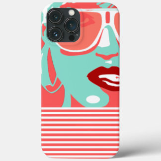 Pop Art Woman White Sunglasses Biting Red Lips iPhone 13 Pro Max Case