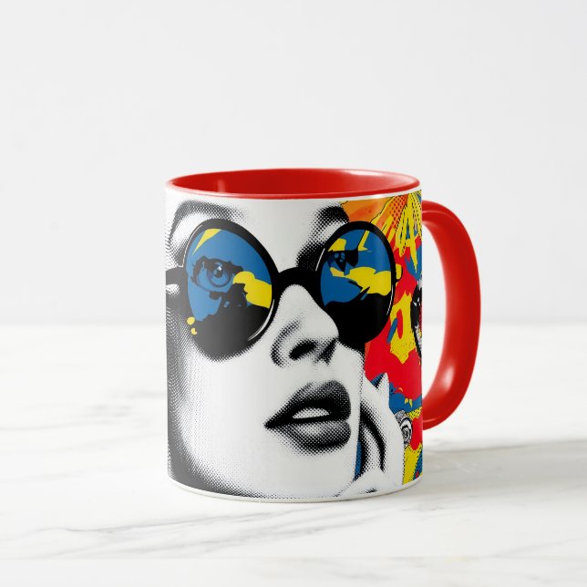 Pop art woman with sunglasses mug (Front Right)