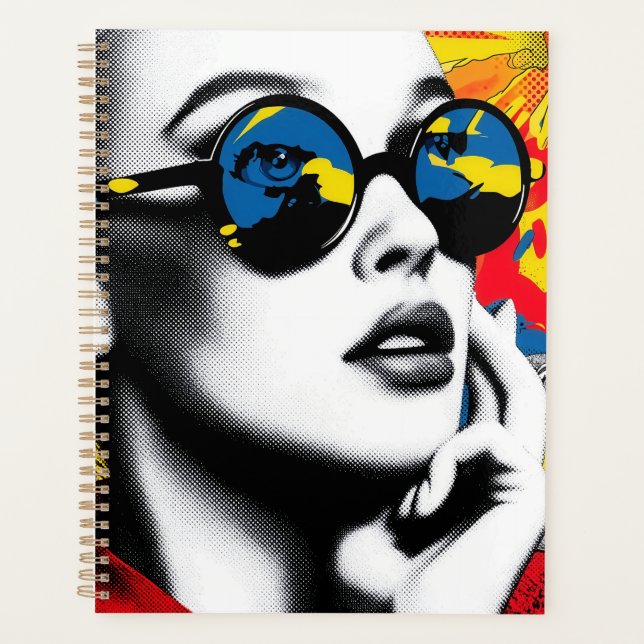 Pop art woman with sunglasses planner (Front)