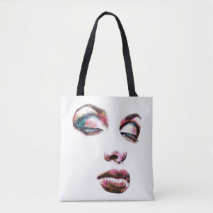 Pop Art Womans Face Makeup beauty Abstract art Tote Bag