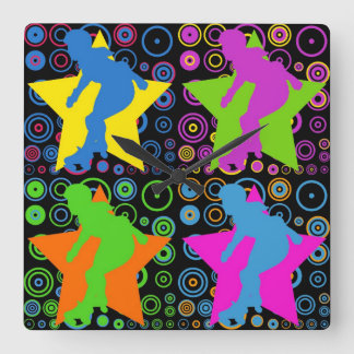 Pop Art Women's Roller Derby Square Wall Clock