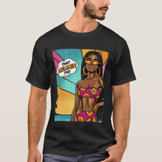 Pop Art Wow Melanin Travel Beautiful Black Woman i T-Shirt