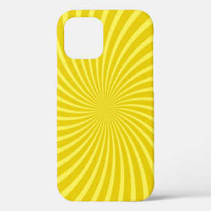 Pop art yellow background, retro comic rays illus iPhone 12 case