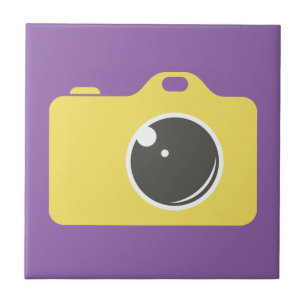 Pop Art Yellow Camera Purple Tile