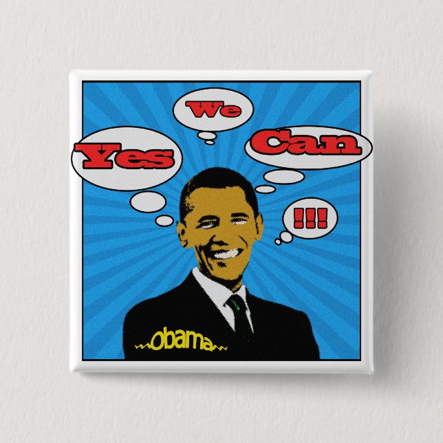 Pop Art Yes We Can Obama Button (Front)