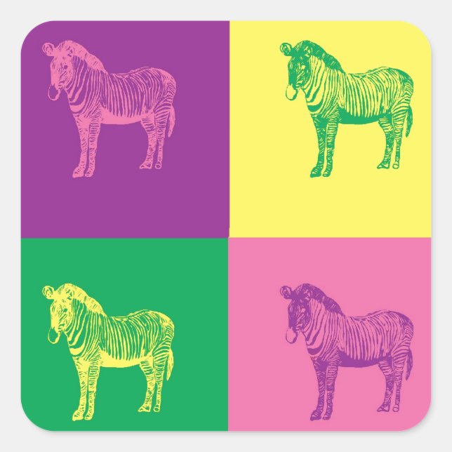 Pop Art Zebra Square Sticker (Front)