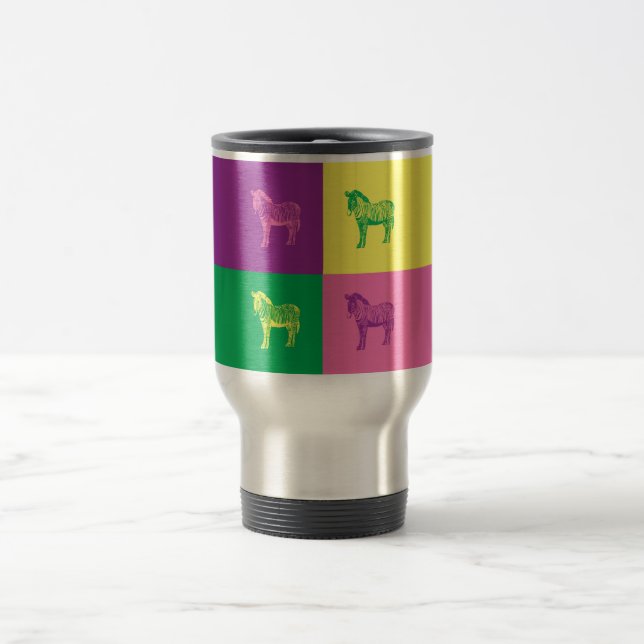 Pop Art Zebra Travel Mug (Center)