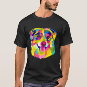 Pop Australian Shepherd Cute Colourful Aussie Dog T-Shirt