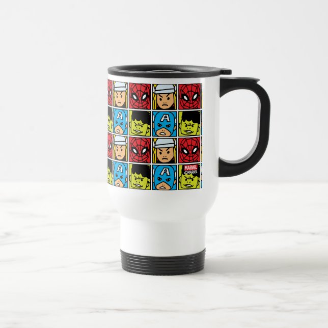 Pop Avengers Character Block Pattern Travel Mug (Right)