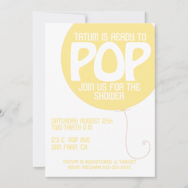 POP Baby Shower Invitation (Front)