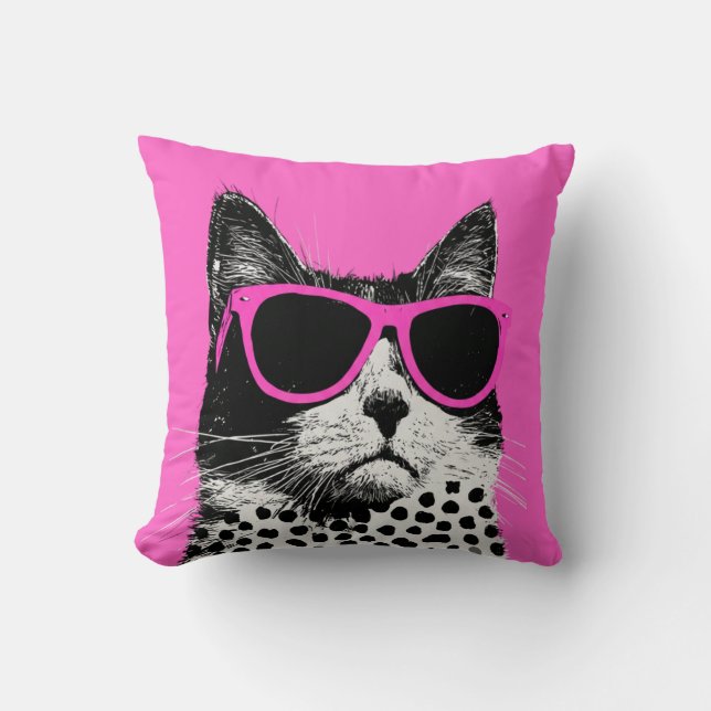 Pop Cat and Dog Two-Sided Throw Pillow (Front)