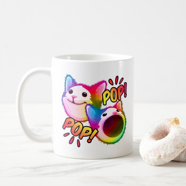 pop cat popping cat meme coffee mug (With Donut)