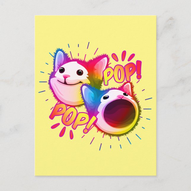 pop cat popping cat meme postcard (Front)