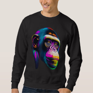 Pop Chimpanzee Chimp Animal Monkey Face Ape Monkey Sweatshirt