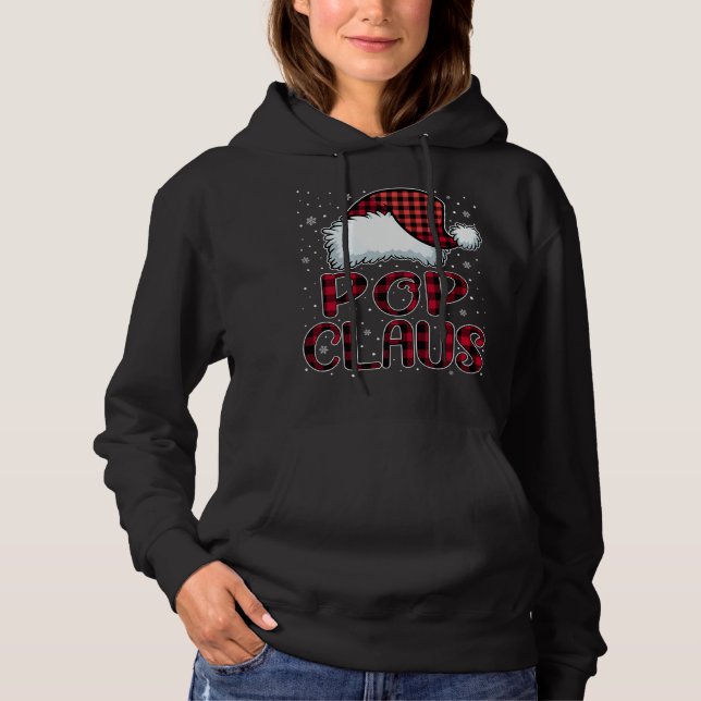 Pop Claus Merry Christmas Buffalo Plaid Red Santa  Hoodie (Front)