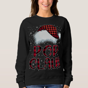 Pop Claus Merry Christmas Buffalo Plaid Red Santa Sweatshirt