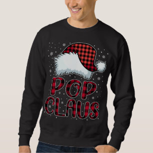 Pop Claus Merry Christmas Buffalo Plaid Red Santa Sweatshirt