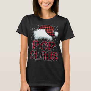 Pop Claus Merry Christmas Buffalo Plaid Red Santa  T-Shirt
