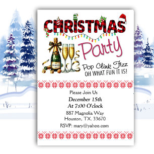 Pop Clink Fiz Christmas Party Invitation